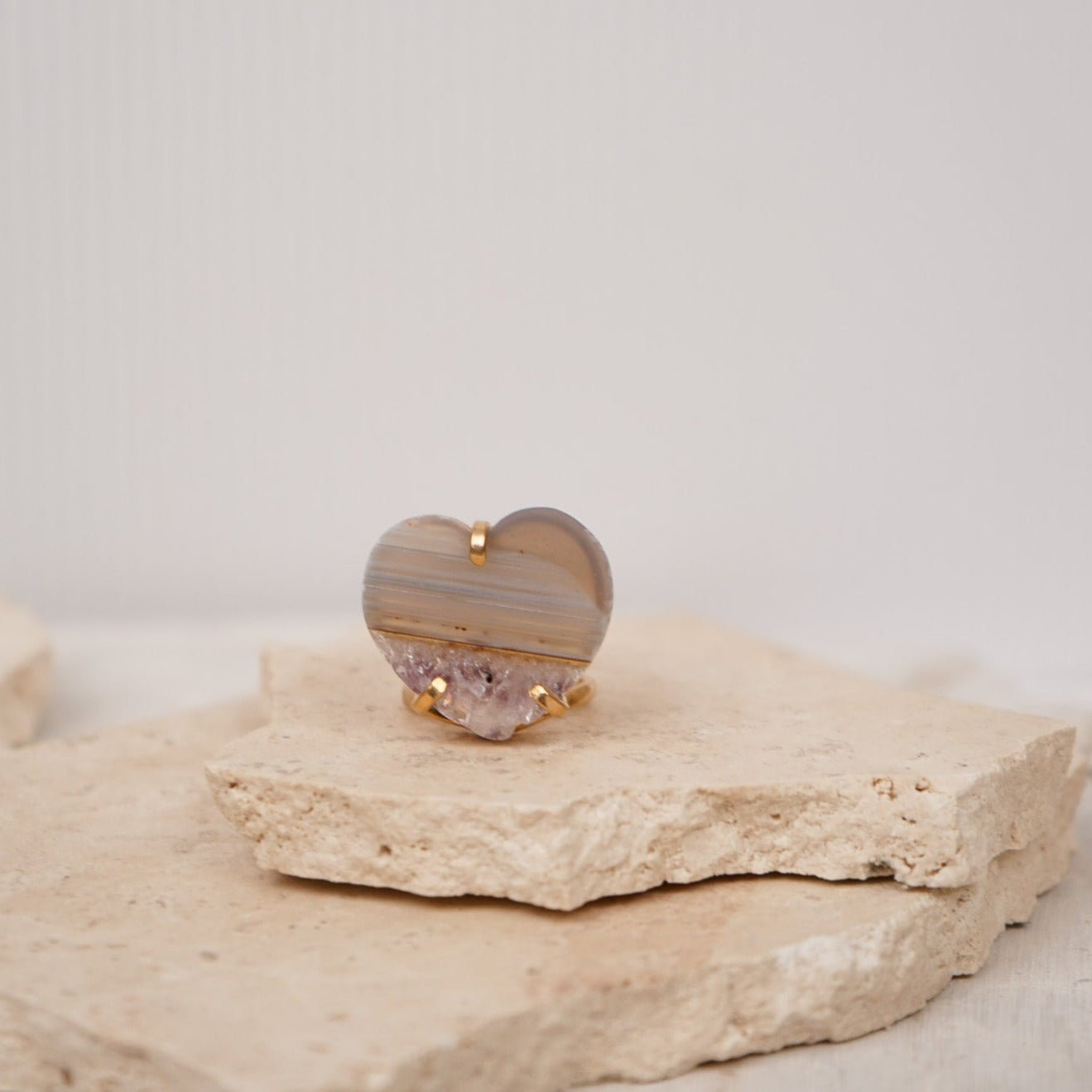 Amethyst Stalactite Heart Ring