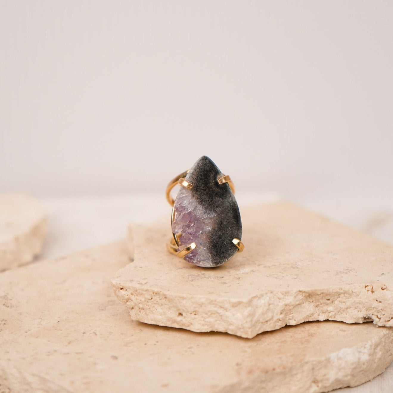 Amethyst Stalactite Drop Ring