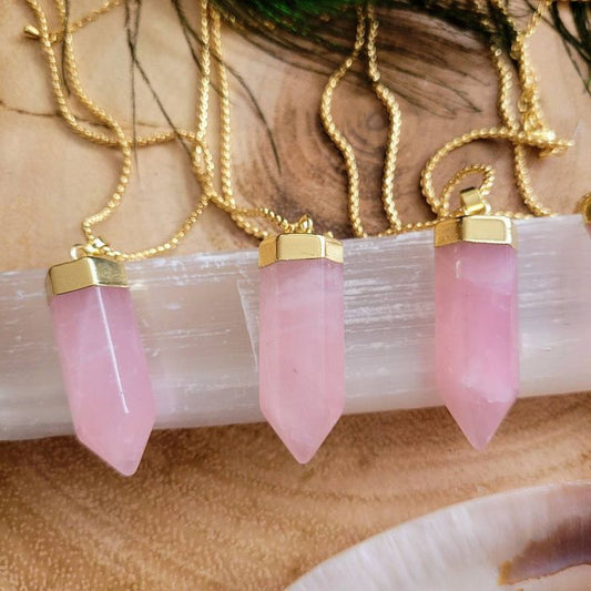 Rose Quartz Point Necklace