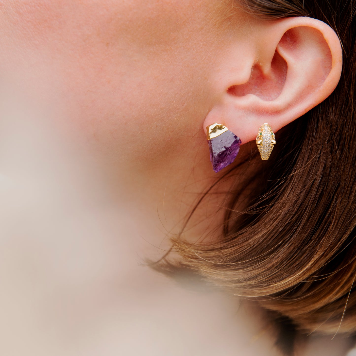 Raw Amethyst Earrings